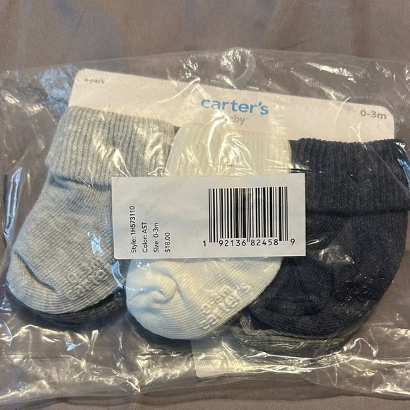 Carter's Other - Carter's Baby 6 Pack Neutral Socks - Gray, White, Navy 0-3 m